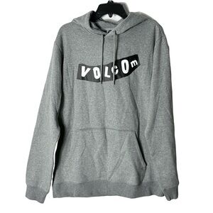 New Volcom Gray Graphic Printed Hoodie Mens Large